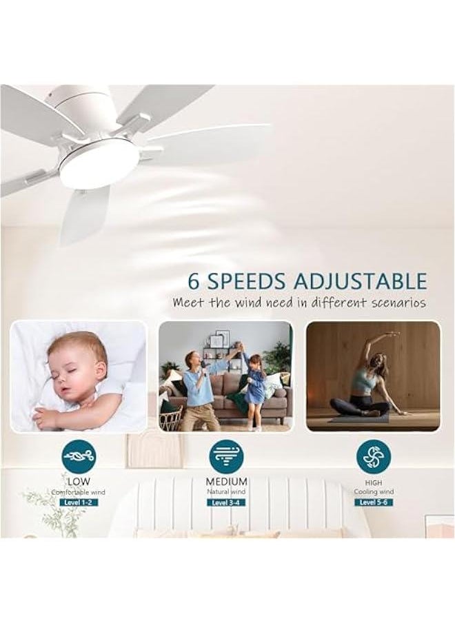 Arabest Low Profile 42 Ceiling Fan with Light & Remote Control - White, Reversible Motor, Dimmable - Indoor/Outdoor Bedroom Fan  - Image 3