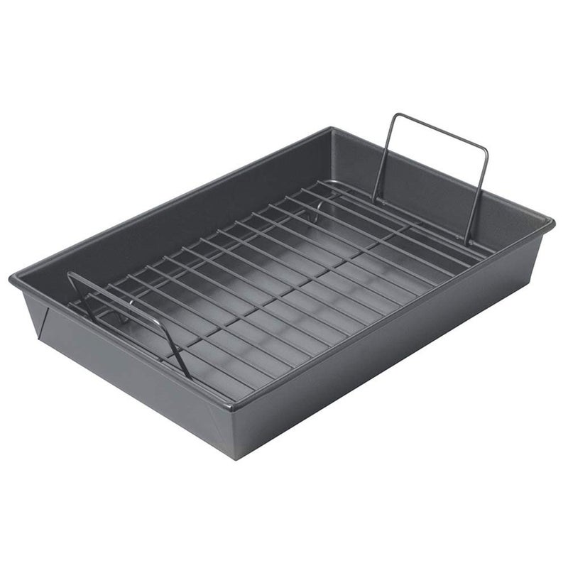 chicago metallic Chicago Metallic 16947 Professional Roast Pan with NonStick Rack 13Inchby9Inch Gray 