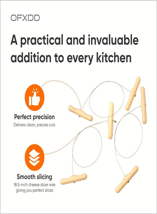 أوف إكس دي دي قطاعة جبن سلكية بطول 18.5 بوصة - سلك جبن من الفولاذ المقاوم للصدأ - سلك قطاعة جبن محمول بمقابض للجبن الطري والصلب - خيوط قطاعة جبن سلكية للقطع والشرائح، 5 قطع - Image 3