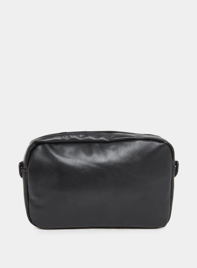 Styli Black Leather Crossbody Bag
