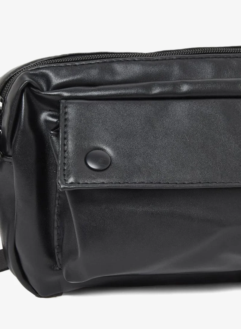 Styli  Black Leather Crossbody Bag for Men | Best Price UAE