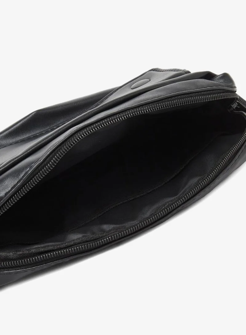 Styli  Black Leather Crossbody Bag for Men | Best Price UAE