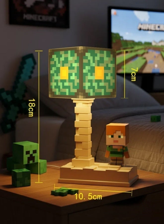 Minecraft LED Night Light, Pixel Art Game Desk Lamp, 5-Color Dimmable, Rechargeable 500mAh Battery, USB Charging, Bedside Atmosphere Lamp for Kids Gamers Bedroom-Nether Reactor Core - Image 3