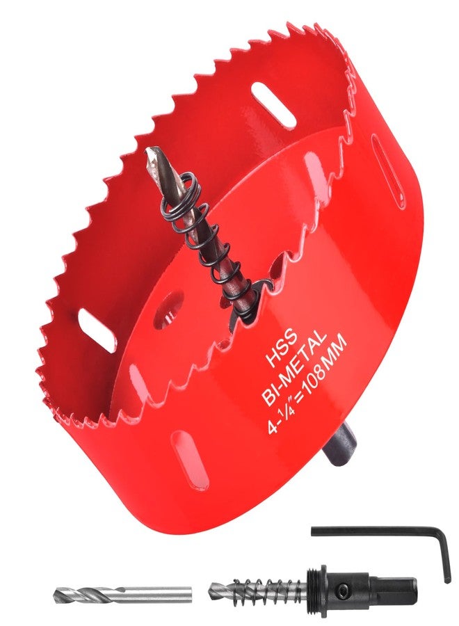 Allwin 4-1/4Inch / 108mm Hole Saw for Wood, Plastic Board, Ceiling,Drywall, and Metal Sheet - HSS Bi-Metal Hole Cutter with Pilot Drill Bit - Image 1