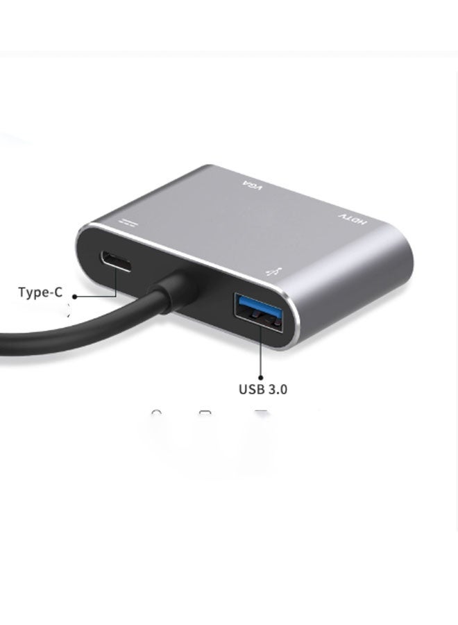 CX Type-C to HDMI/USB/USB-C/VGA 4-in-1 HDMI 4K Hub/Splitter, Type-C to HDMI Docking Station HD (Gray) - Image 3