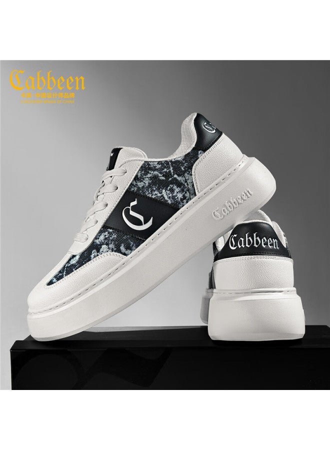 Cabbeen Men's Shoes Autumn New Simple Casual Fashion Versatile Sneakers Ink Black Size 40