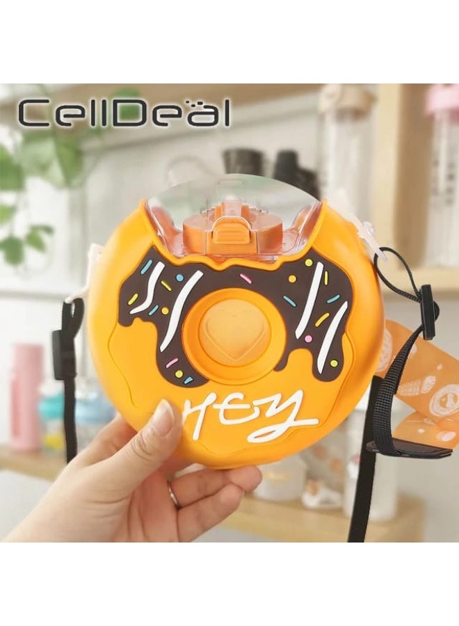 Creative Children Plastic Cartoon Cute Donut Shaped Water Bottle for School - Image 3
