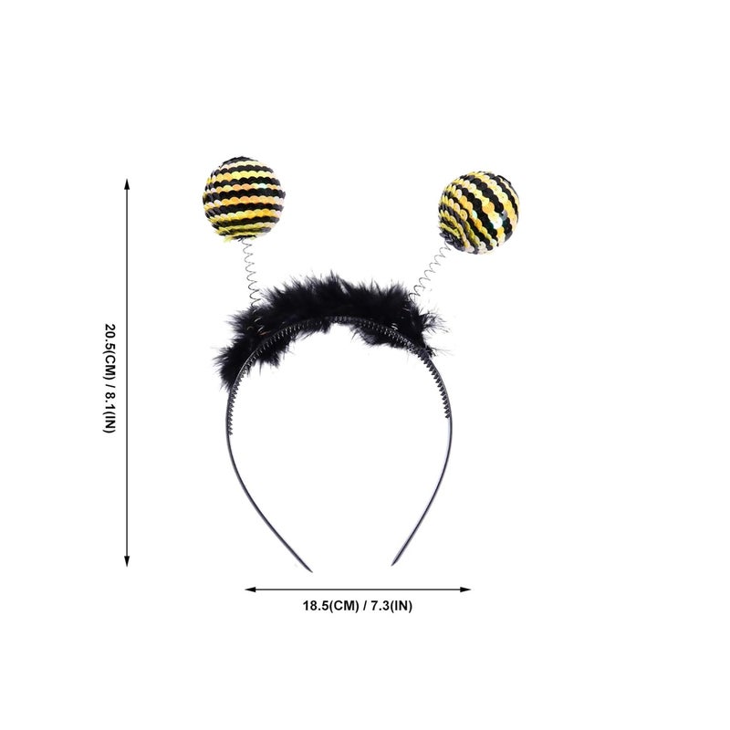 minkissy Bee Headbands for Party 3Pcs Bee Tentacle Headbands Antenna Ball Hair Hoop Sequins Costume Headband for Kids Adult - Image 5