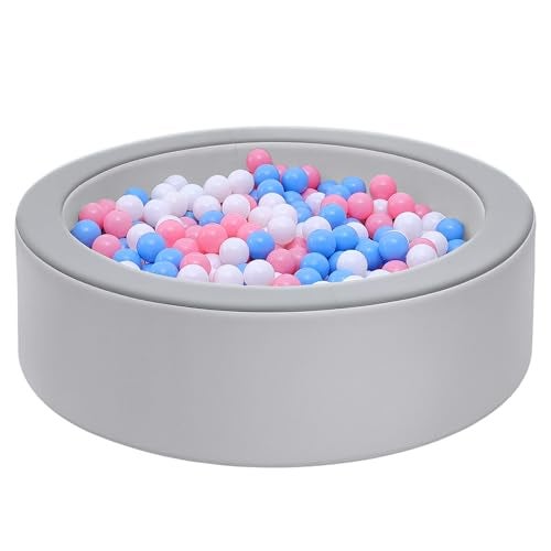Moncoland Leather Foam Ball Pit for Toddlers Waterproof Baby Ball Pit with Soft Memory Foam Large SoftPlay Set Baby Playpen Indoor Outdoor Games Ideal Gifts Toys for Boys and Girls Upgraded Round - Image 1