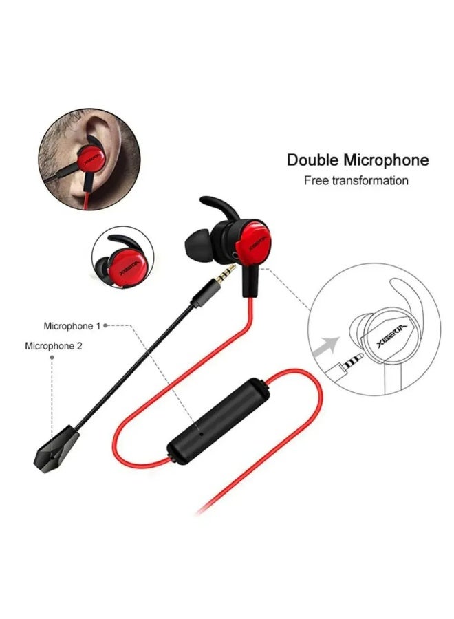 Xiberia MG-1 wired gaming headset features a 3.5mm jack, a long, flexible, detachable, 360° rotating microphone, an external USB-A sound card adapter, and supports 3D surround sound mode, 4D noise cancellation, vibration feedback, 7.1 surround sound, and a 1.2m cable. - Image 5