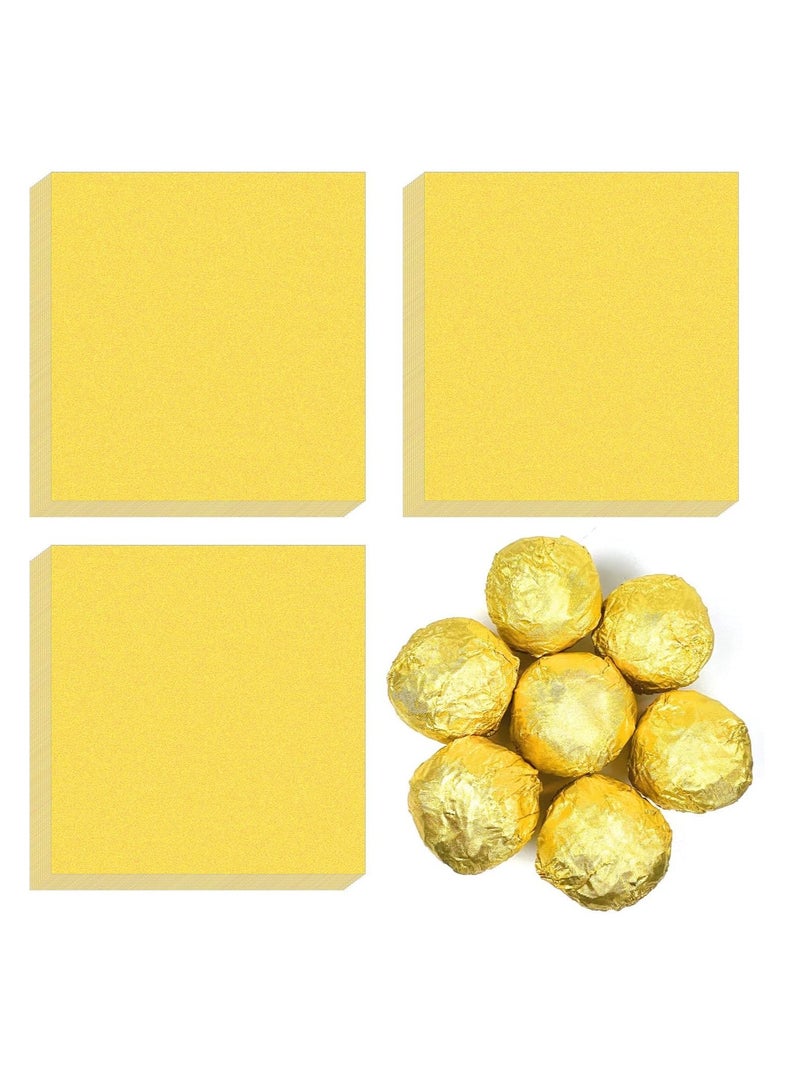 100 Pcs 4*4In Golden Aluminium Foil Candy Wrappers for DIY Brownies, Fruit Bars, Chocolate Packaging - Image 1