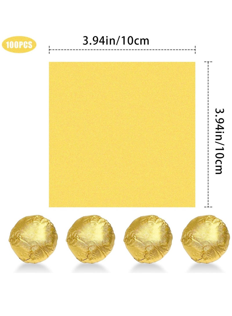 100 Pcs 4*4In Golden Aluminium Foil Candy Wrappers for DIY Brownies, Fruit Bars, Chocolate Packaging - Image 2