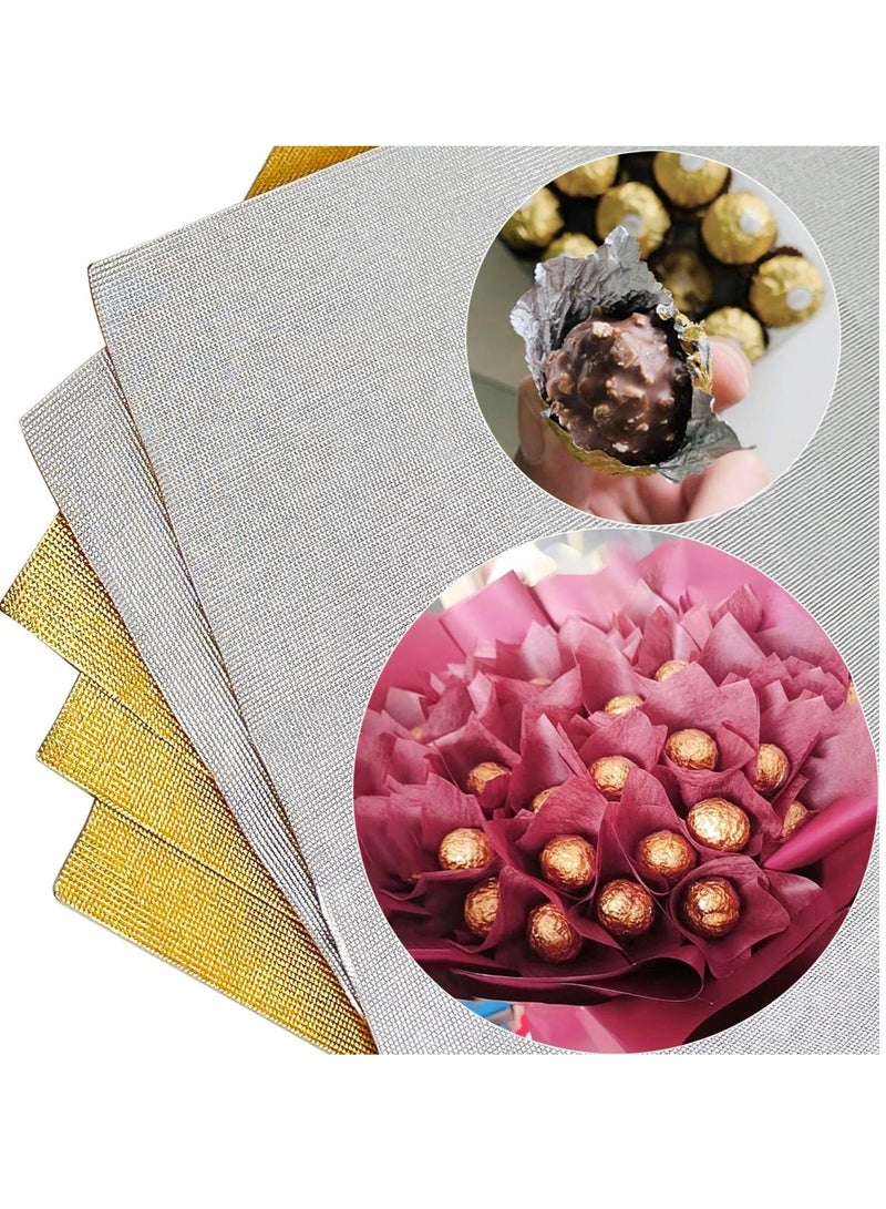 100 Pcs 4*4In Golden Aluminium Foil Candy Wrappers for DIY Brownies, Fruit Bars, Chocolate Packaging - Image 3