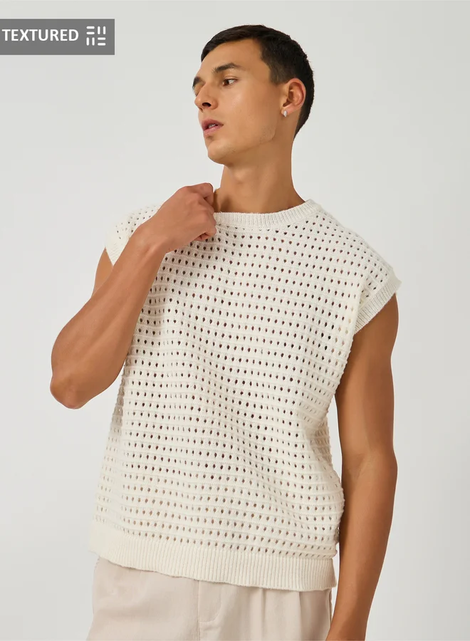 Styli Styli Crochet Relaxed Fit Tank T-Shirt