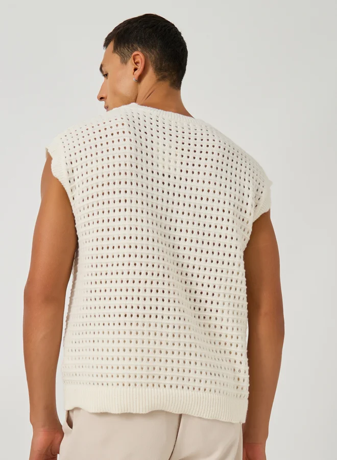 Styli Styli Crochet Relaxed Fit Tank T-Shirt