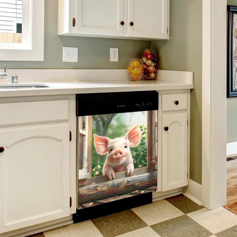 cfpolar Dishwasher Magnet Cover Cute Pig Animal Dishwasher Magnets Decorative Cover Reusable Magnetic Sticker Panel Decal Refrigerator Kitchen Appliance Decor Front Dishwashers Covers 23" x 26" - Image 5