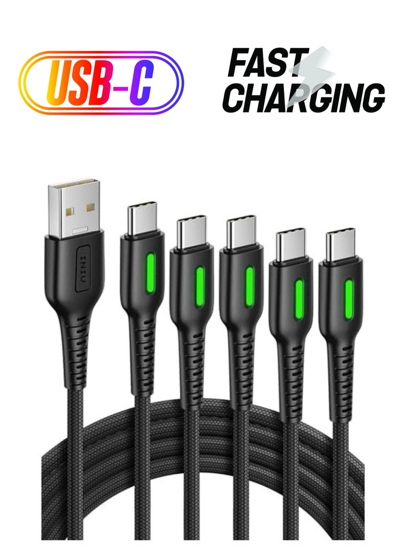 INIU USB C Cable, [5 Pack 3.1A] QC 3.0 Fast Charging USB Type C Cable, (3.3+3.3+6+6+10ft) Nylon Braided Phone Charger USB-C Cable for Samsung Galaxy S20 S10 S9 S8 Plus Note 10 LG Google Pixel Moto etc - Image 1