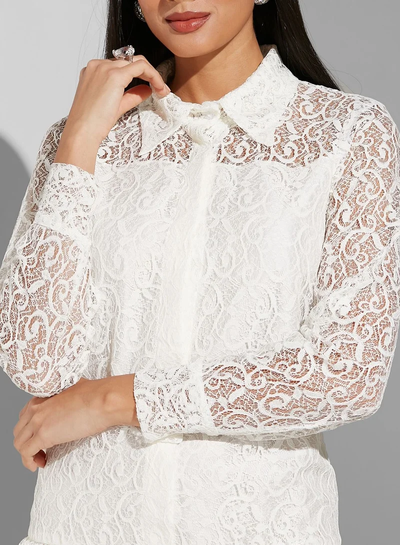 Namshi X Hadia Ghaleb Hadia Ghaleb Lace Tiered Dress