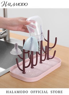 HALAMODO Baby Bottle Drying Rack Space Saving Bottle Dryer Holder Detachable Large Capacity Bottle Drying Rack with Base for Nipples & Cups & Pump Parts & Cups & Accessories  - Image 4
