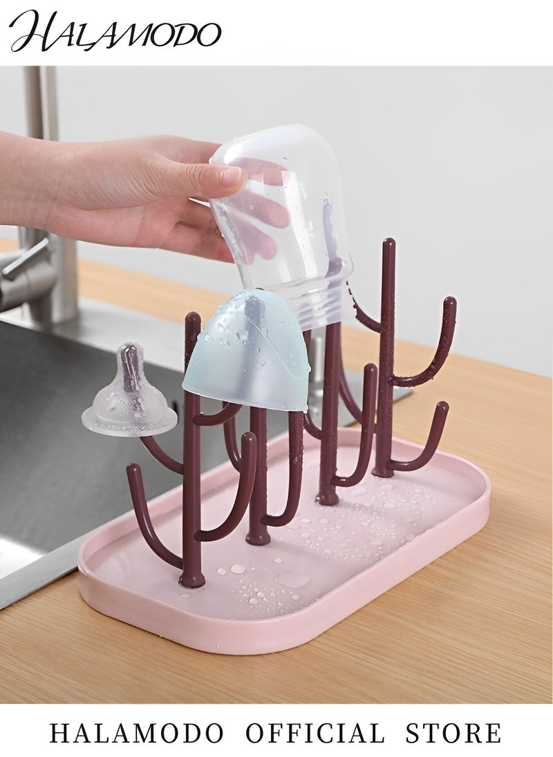 HALAMODO Baby Bottle Drying Rack Space Saving Bottle Dryer Holder Detachable Large Capacity Bottle Drying Rack with Base for Nipples & Cups & Pump Parts & Cups & Accessories  - Image 4