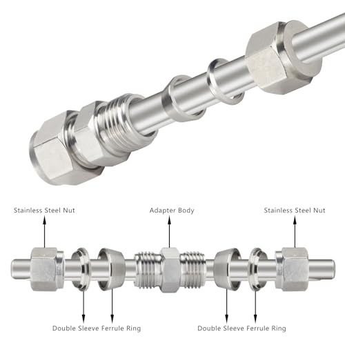 Yoebor Metalwork 304 Stainless Steel Compression Tube Fitting Union 1/2" OD x 1/2" OD (2 Pcs) - Image 4