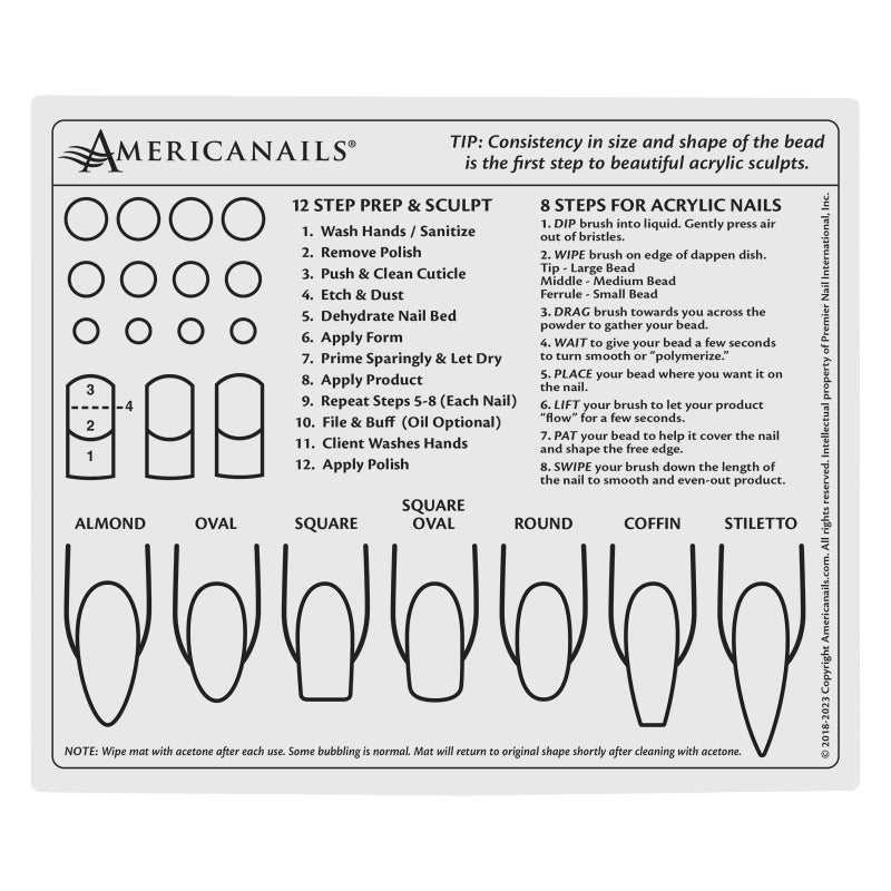 AMERICANAILS .COM Americanails Mini Acrylic Nail Training Mat - Beginners Silicone Trainer Sheet, Apply Acrylic Nails with Flexible Roll Up Pad Template, Worksheet for Acrylic Fingernails & Nail Technology - Image 3