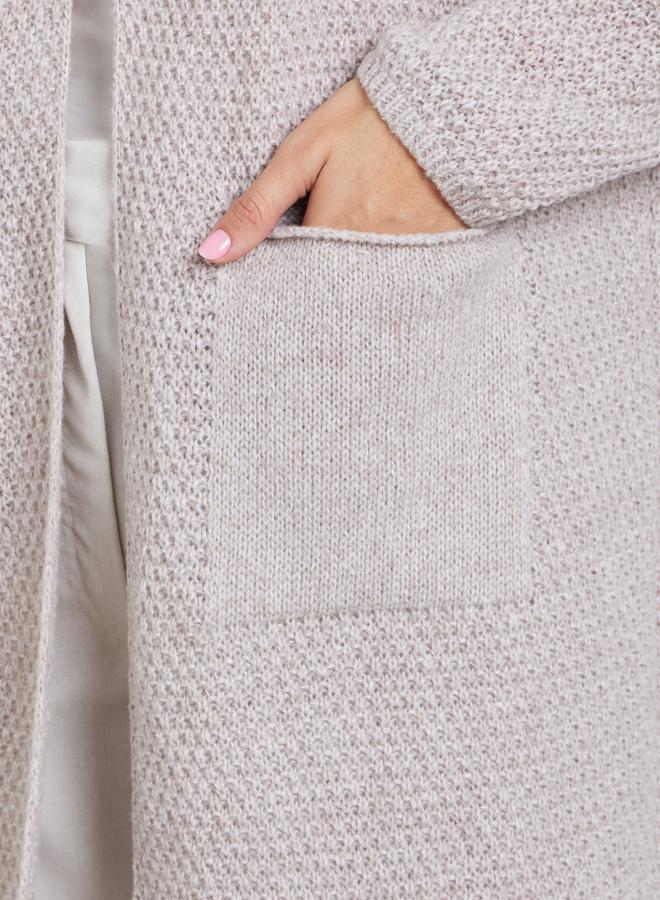 تايك تو كارديغان بيج متوسط الطول مفتوح من الأمام بحياكة سميكة - Image 3