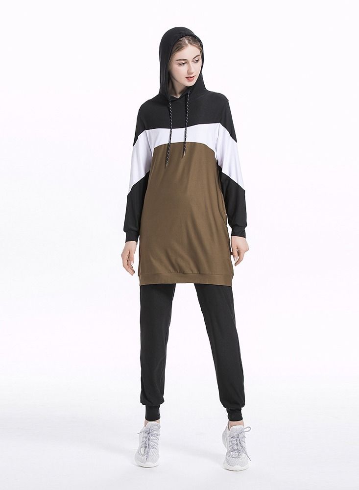 Loquat 2 Piece Autumn And Winter New Middle East Arab Hui Muslim Sports And Leisure Suit Brown  - Image 1