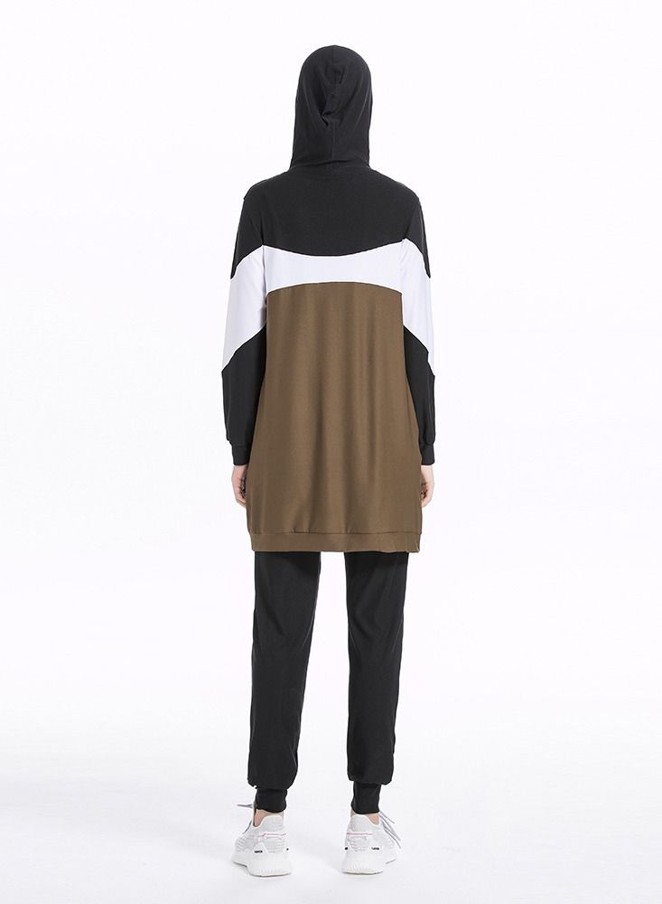 Loquat 2 Piece Autumn And Winter New Middle East Arab Hui Muslim Sports And Leisure Suit Brown  - Image 2