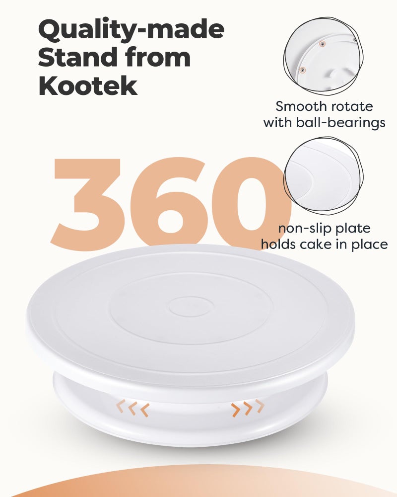 Kootek Cake Stand, 11 Inch Rotating Cake Turntable for Decorating, Display & Baking, Smooth Revolving Spinner Stand (White) - Image 2