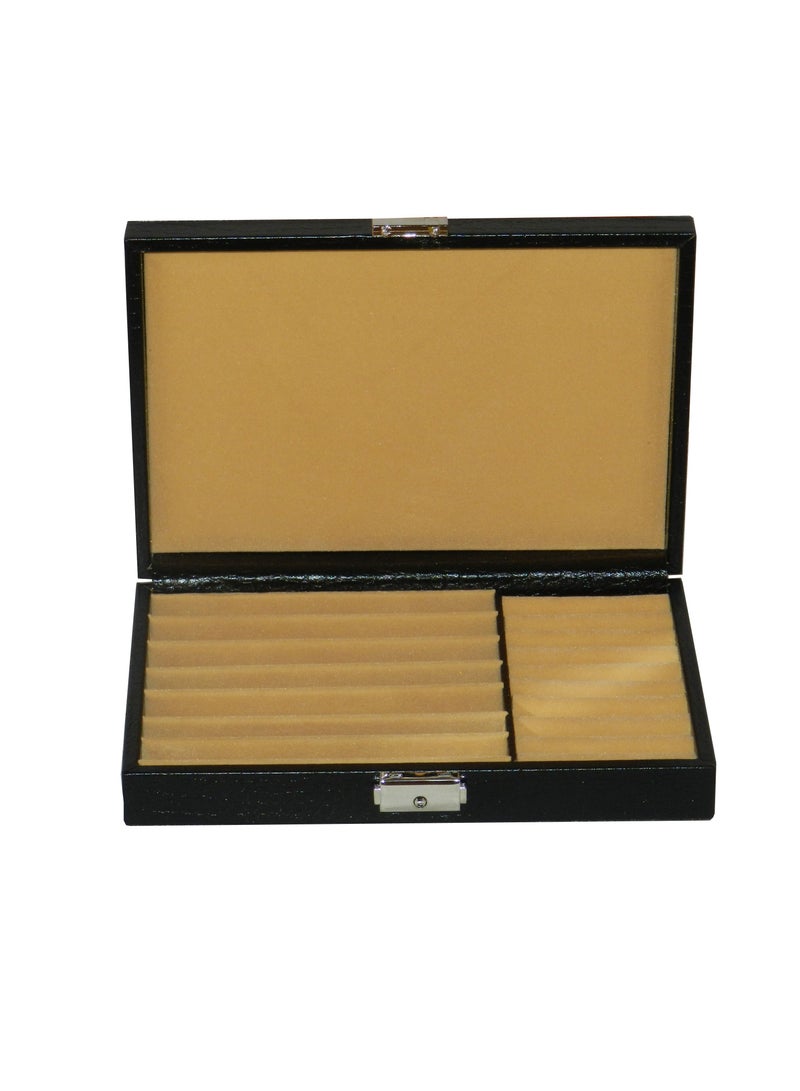 LAVERI LEATHER Laveri 7 Piece Genuine Leather Pen  Case Storage and Fountain Pen , Chain, Braslets ,Ring And Cufflinks Organizer Box with Key Lock  - Image 1