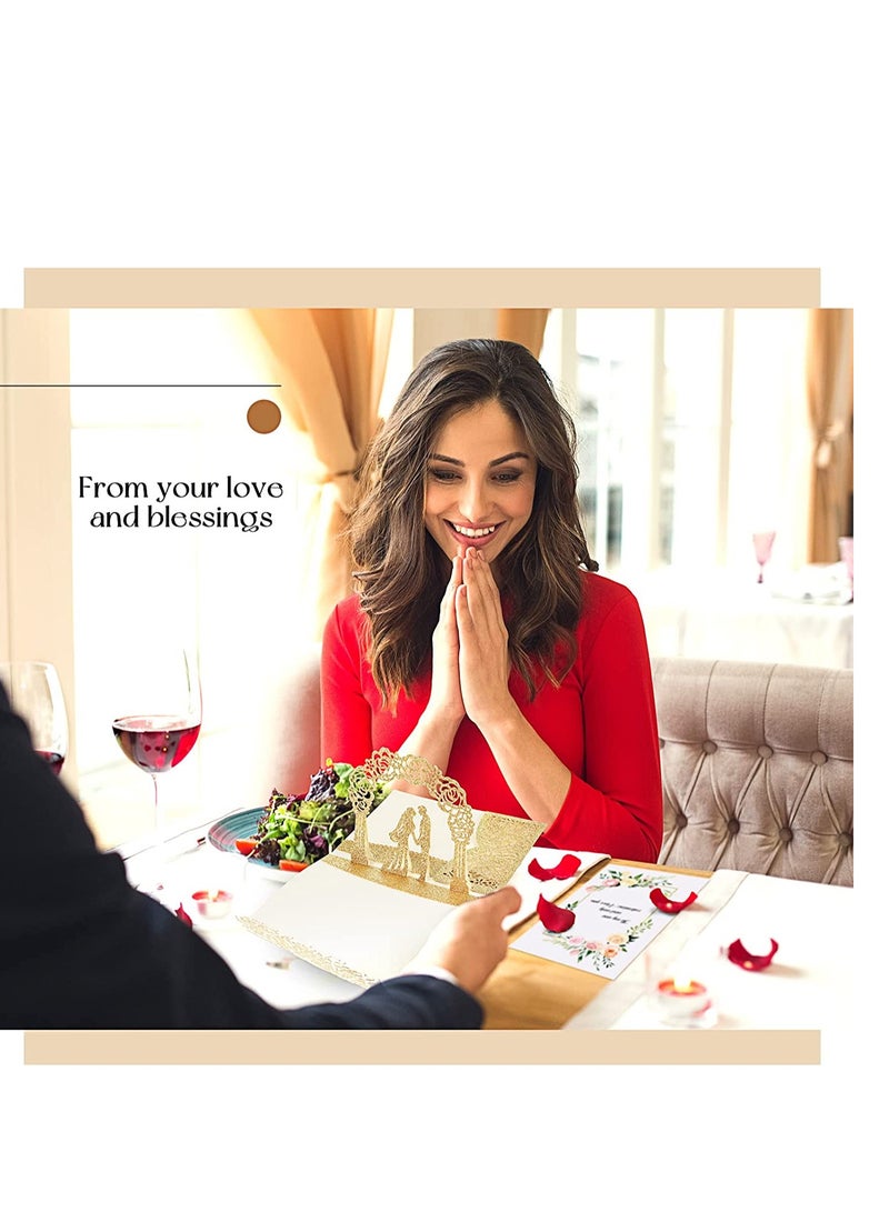 Wedding Pop-up Card Set 3D Greeting Anniversary Romantic Congratulations with Envelope - Image 5
