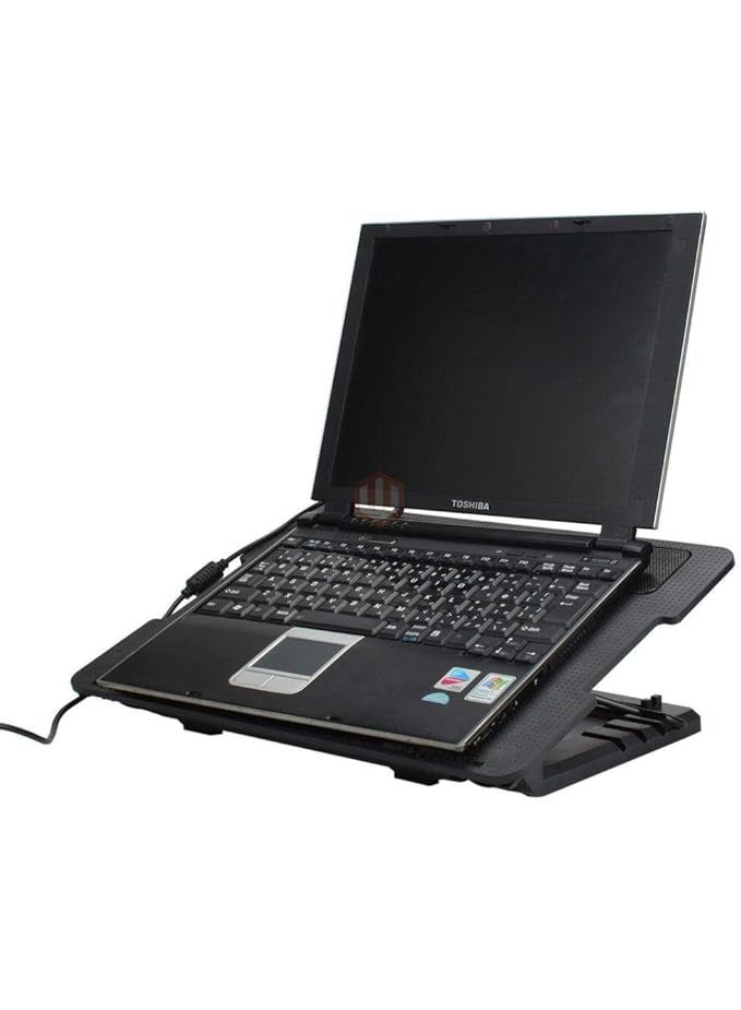 14-inch Laptop Cooling Pad with USB, Adjustable Cooling Pad for PC and Notebook, Anti-Slip with Stand and Two Fans, Black - Image 3