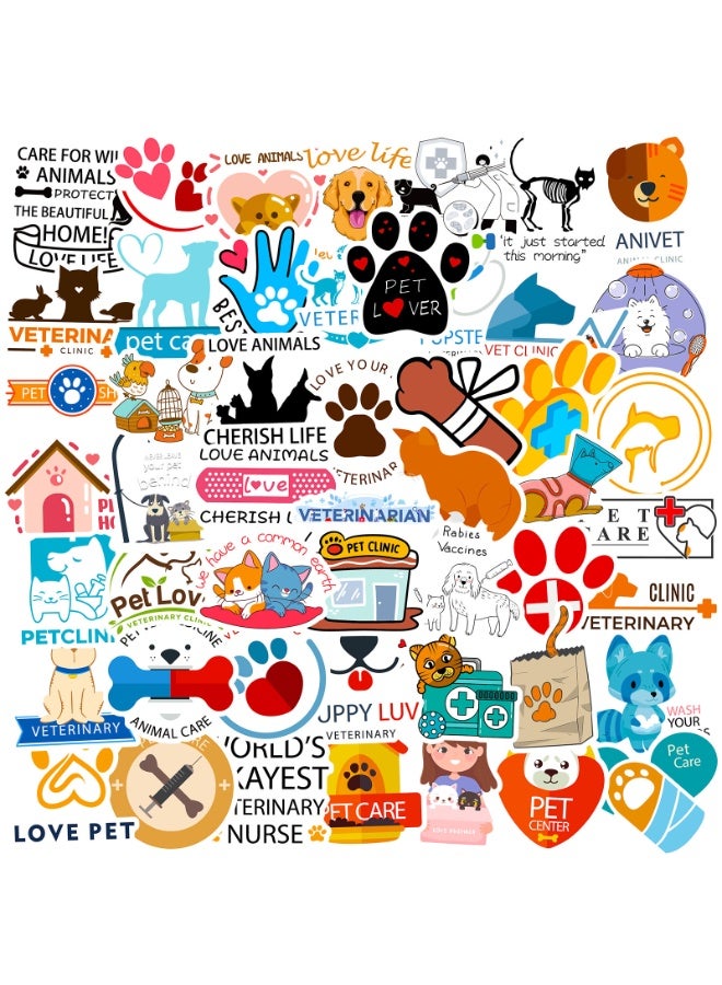 NIBEMINENT 50 Pcs Animal Psychology Veterinarian Deco Kit Waterproof Stickers, High Definition Printing Bright Colors, Suitable for Laptop Skateboard Luggage Water Bottle Guitar DIY - Image 2