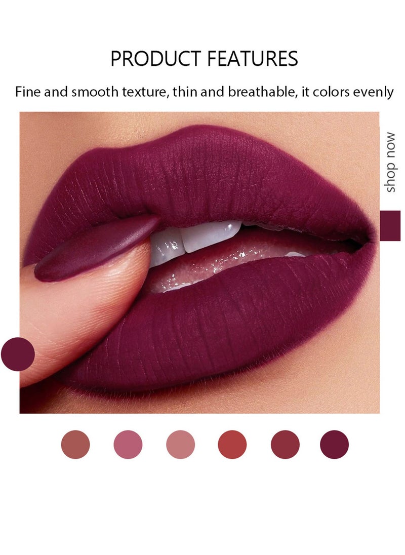 Handaiyan - Lipstick Set For Women 6pcs Matte Moisturizing Velvet Long Lasting Waterproof Nude Non-Stick Cup 24 Hours Smudge Proof Permanent Color Stay Hydration Lightweight Texture Easy To Color Makeup Gift - Image 1