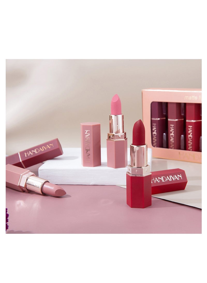 Handaiyan - Lipstick Set For Women 6pcs Matte Moisturizing Velvet Long Lasting Waterproof Nude Non-Stick Cup 24 Hours Smudge Proof Permanent Color Stay Hydration Lightweight Texture Easy To Color Makeup Gift - Image 1