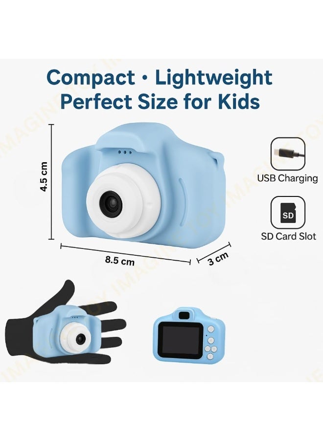 Kids Digital Camera, 1080p Video & 3.0MP Photos, 2-Inch Screen, USB Rechargeable, Blue - Image 2