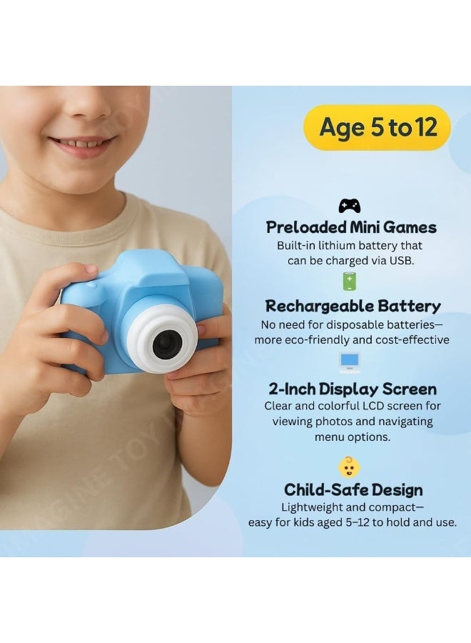 Kids Digital Camera, 1080p Video & 3.0MP Photos, 2-Inch Screen, USB Rechargeable, Blue - Image 3