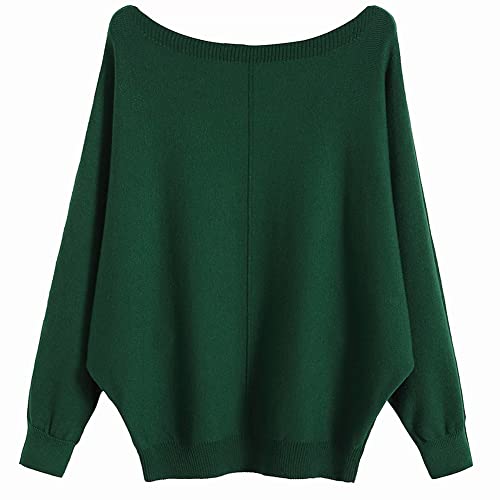 Ckikiou Womens Lightweight Oversized Boat Neck Sweaters Tops Dolman Batwing Sleeve Ribbed Knitted Pullovers - Image 1