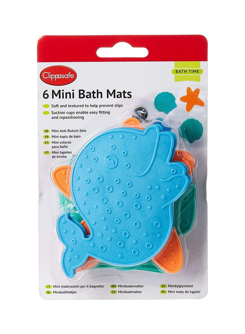 Clippasafe Mini Bath Mats 6 Pcs Pack Multicolor