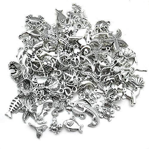 Youdiyla 100pcs Summer Beach Charms Collection, Bulk Marine Sea Animal Life Nautical Charms Metal Pendant Craft Supplies Findings for Necklace and Bracelet Jewelry Making (HM292) - Image 5