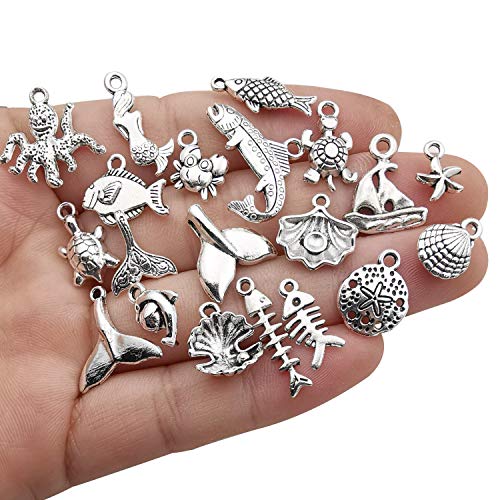 Youdiyla 100pcs Summer Beach Charms Collection, Bulk Marine Sea Animal Life Nautical Charms Metal Pendant Craft Supplies Findings for Necklace and Bracelet Jewelry Making (HM292) - Image 2