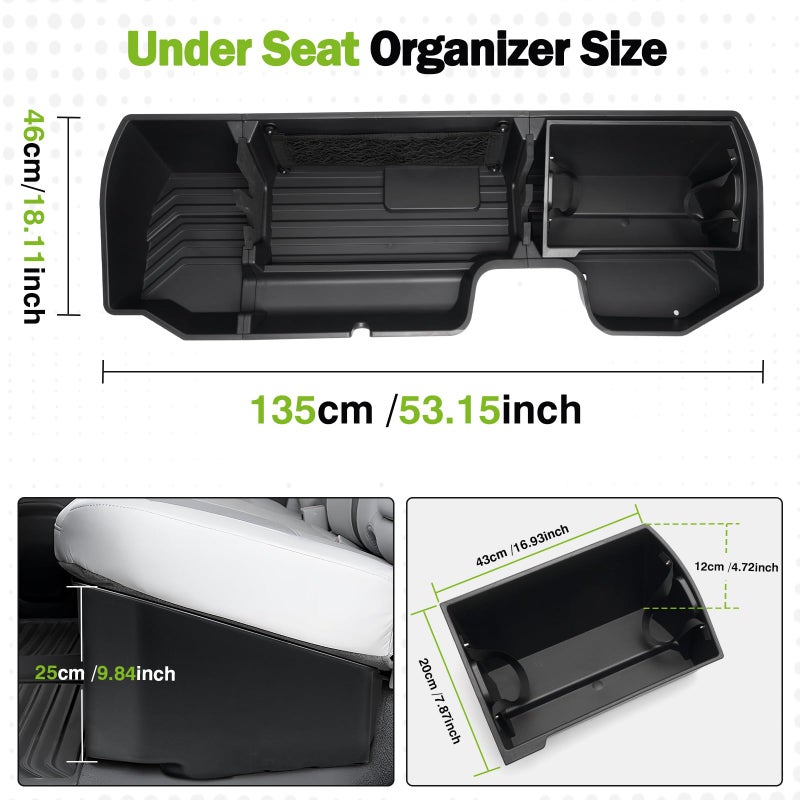 Mixsuper Liner Under Seat Storage for 2019-2026 Chevy Silverado 1500/GM Sierra 1500 & 2020-2025 Silverado/Sierra 2500HD/3500HD, ABS 6PCS Kit with Mesh Pocket & Inner Bin, Silverado Accessories Black - Image 3