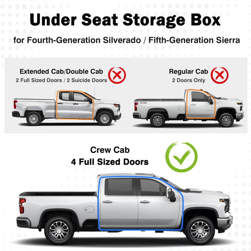 Mixsuper Liner Under Seat Storage for 2019-2026 Chevy Silverado 1500/GM Sierra 1500 & 2020-2025 Silverado/Sierra 2500HD/3500HD, ABS 6PCS Kit with Mesh Pocket & Inner Bin, Silverado Accessories Black - Image 5