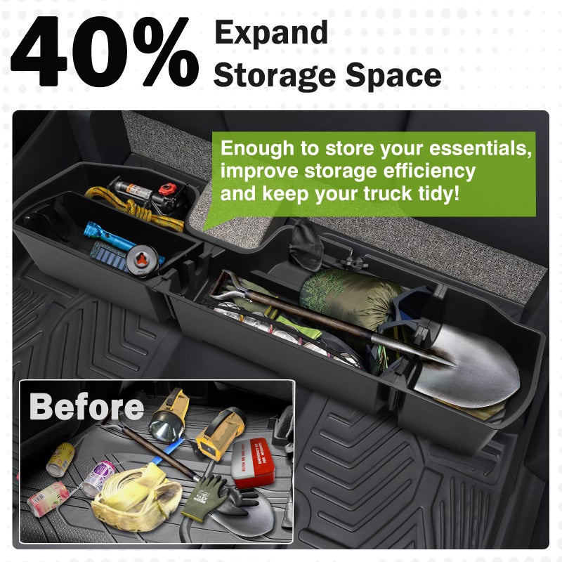 Mixsuper Liner Under Seat Storage for 2019-2026 Chevy Silverado 1500/GM Sierra 1500 & 2020-2025 Silverado/Sierra 2500HD/3500HD, ABS 6PCS Kit with Mesh Pocket & Inner Bin, Silverado Accessories Black - Image 2