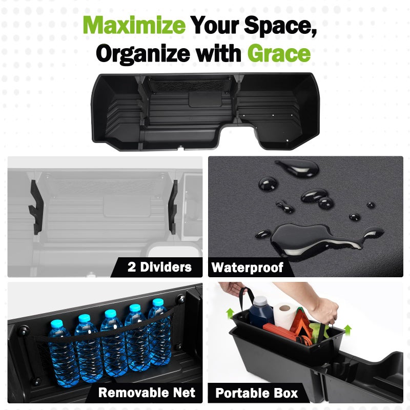 Mixsuper Liner Under Seat Storage for 2019-2026 Chevy Silverado 1500/GM Sierra 1500 & 2020-2025 Silverado/Sierra 2500HD/3500HD, ABS 6PCS Kit with Mesh Pocket & Inner Bin, Silverado Accessories Black - Image 4