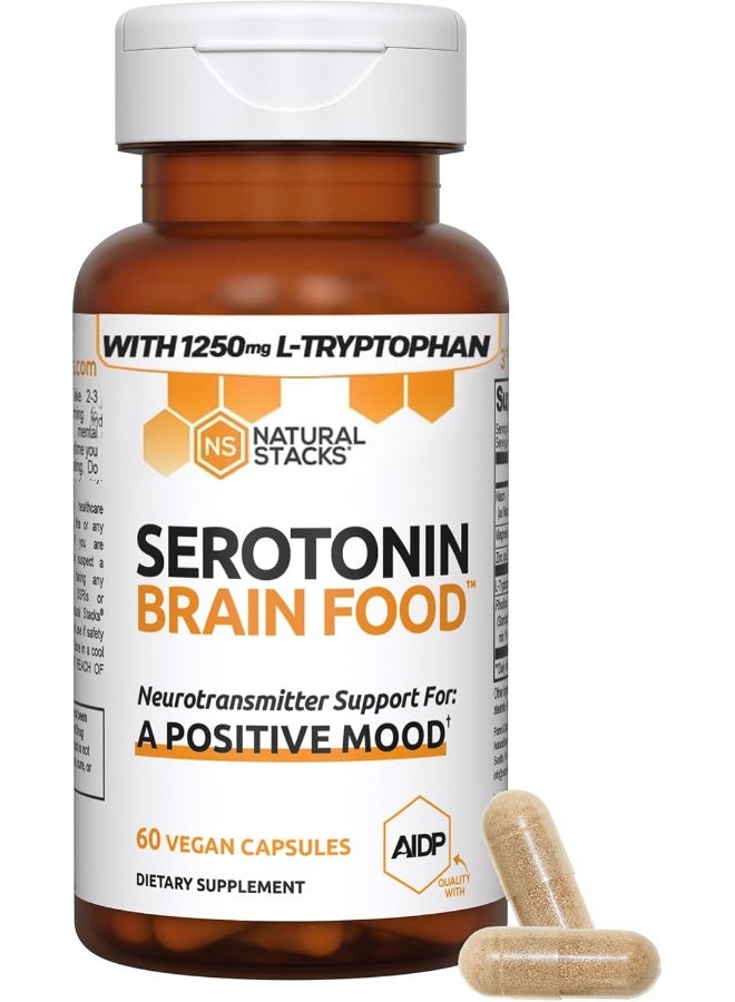 ناتشورال ستاكس، غذاء الدماغ السيروتونين، 60 كبسولة - Image 2