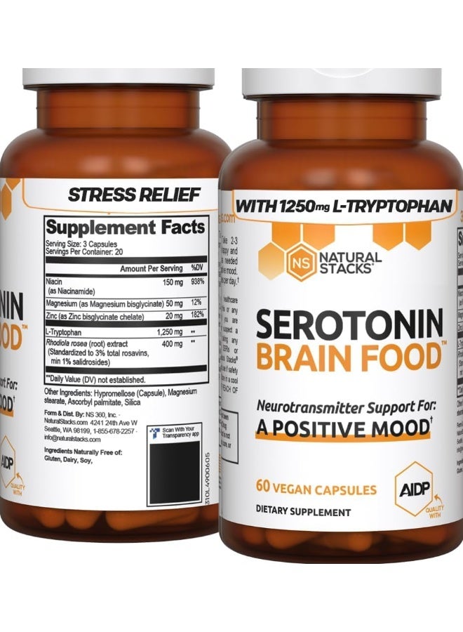 NATURAL STACKS Serotonin Brain Food - 60 Capsules - Image 2