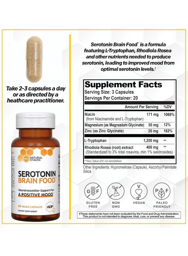 NATURAL STACKS Serotonin Brain Food - 60 Capsules - Image 4