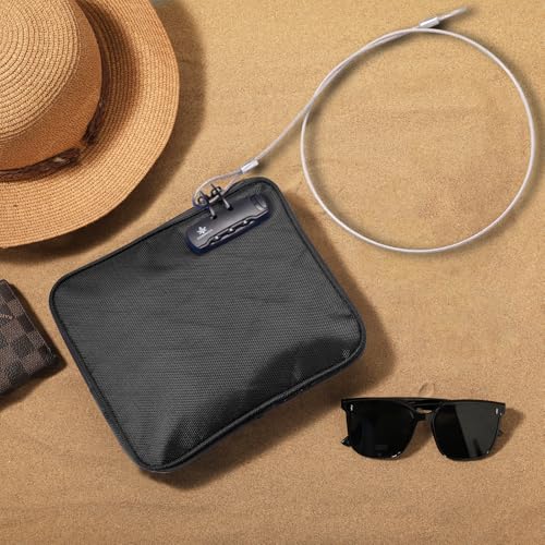 KOSMCCO Beach Locking Bag, 9x7.5 Inch Portable Safe for Phone, Wallet, Keys | Anti-Theft Locking Travel Pouch for Pool, Vacation (Black) - Image 2